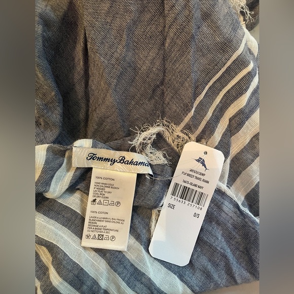 NWT Tommy Bahama Stripped Beach Cover Up Blue & White - Picture 4 of 4